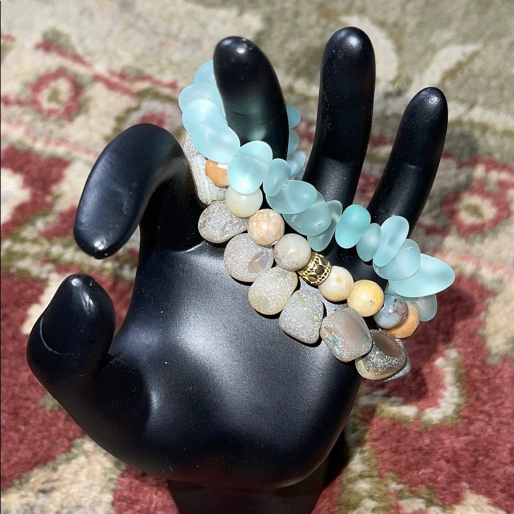 Walking on the beach 🏖 sea glass stack